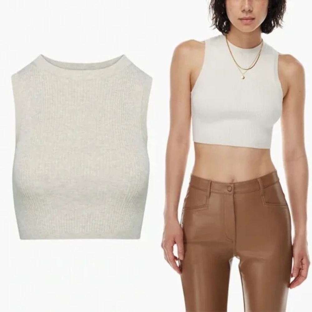 Aritzia Wilfred Reso Sleeveless Crop Top / XS White Birch - Picture 9 of 10